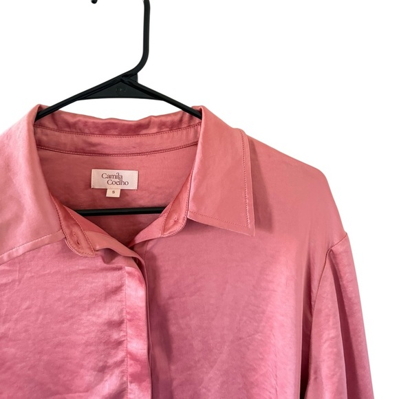 Camila Coelho Amber Satin Button Down Top - Picture 3 of 9